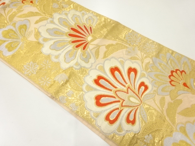 アンティーク　花更紗模様織出し袋帯（材料）